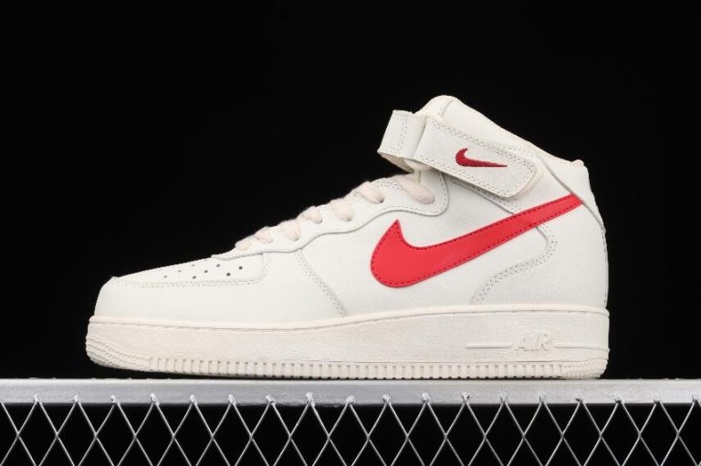 Latest Drop Nike Air Force 1 Mid 07 Sail University Red White Shoes ...