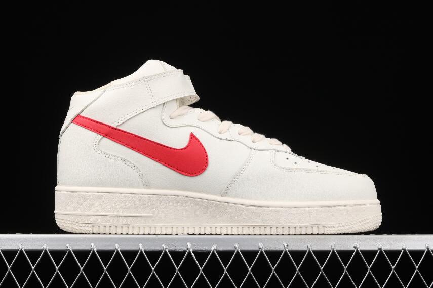 Latest Drop Nike Air Force 1 Mid 07 Sail University Red White Shoes ...