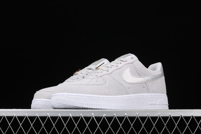 New Drop Nike Air Force 1 07 Light Gray Silver Gold White DC4458-001 ...