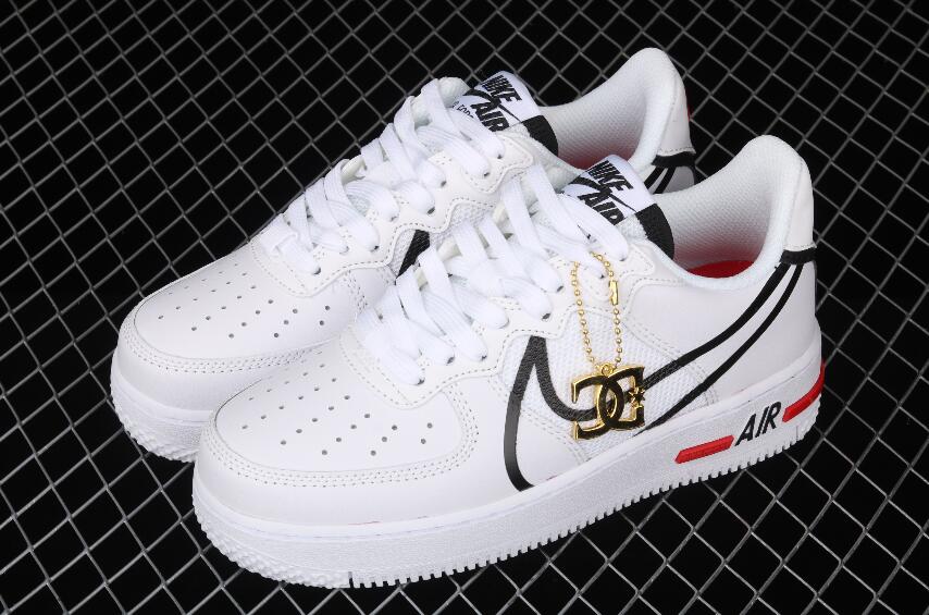 New Drop Nike Air Force 1 React White Black University Red Shoes CD4366 ...