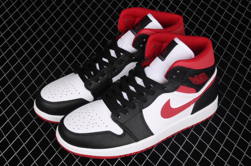 New Drop Air Jordan 1 Mid White Gym Red Black 554724-122 Shoes – New ...